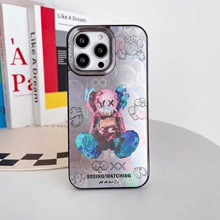 油絵グラフィティ kaws風  bearbrick    iphone 16  16pro ケース 暴力熊 