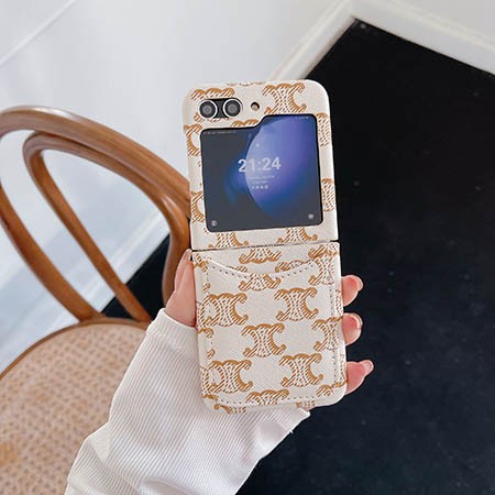 オシャレ 折りたたみ  Galaxy Z Flip 5 Z Flip 4  Z Flip 3  Z Flip 2/1 革 ケース セリーヌ 