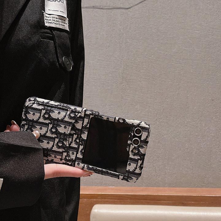 ディオール風 刺繍 samsung  Z Flip 5  Z Flip4   ケース レデイース 