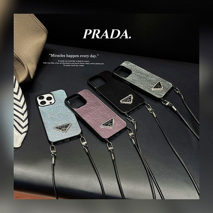 女性愛用  prada 風  ラインストーン付き アイフォン 16 pro   16 pro max カバー 