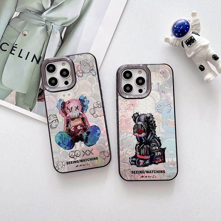 油絵グラフィティ kaws風  bearbrick    iphone 16  16pro ケース 暴力熊 