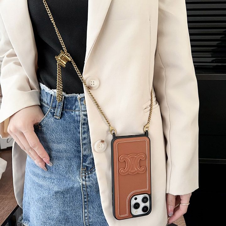   チェーン付き レデイース  celine アイフォーン  15 15 pro 15plus  人気  スマホケース  